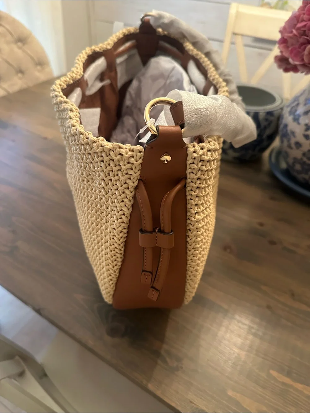 Kate Spade Pinch Straw Shoulder Bag